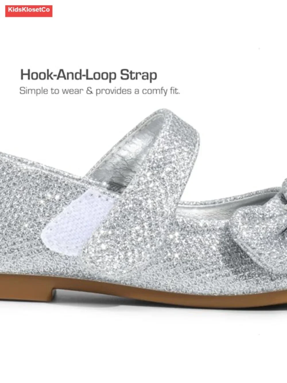 Toddler Girls Mary Jane Flats with Bow, Hook & Loop Closure, Vegan Leather or